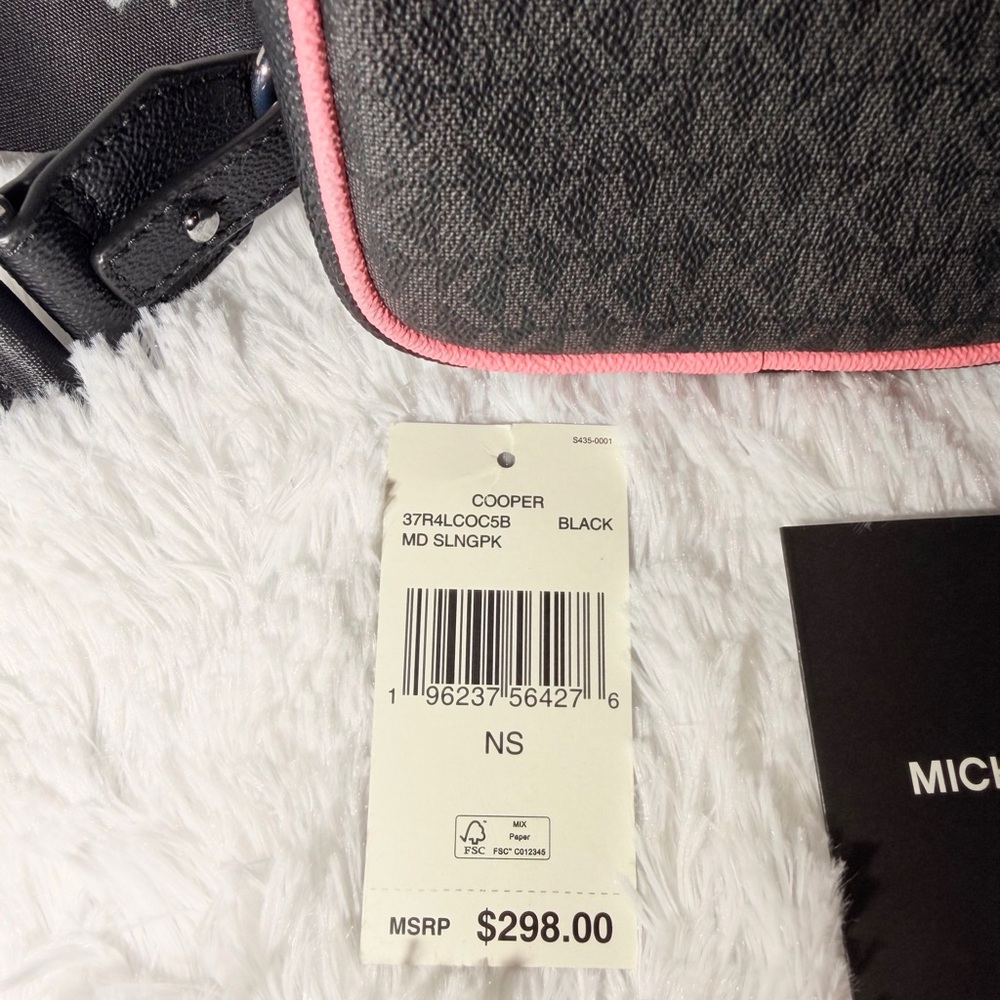 Michael Kors Black Crossbody Pouch with Pink Trim NWT - Picture 4 of 4